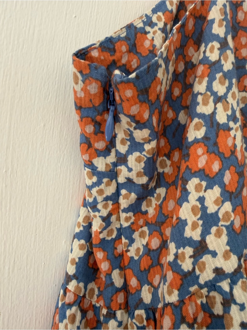 Everlane Floral Tie-Shoulder Sundress in Blue & Rust - Picture 5 of 6